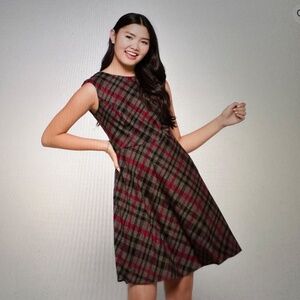 Maggie London Ellie Knit Dress Plaid Dress, Grey Size 4